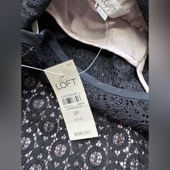 NWT LOFT Black Lace Dress 2P - Picture 3 of 5